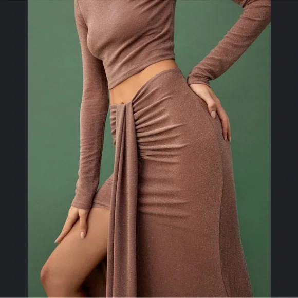 Reformation Shimmer Zion Skirt Dusty Purple Maxi Skirt - Size Medium - Picture 1 of 7